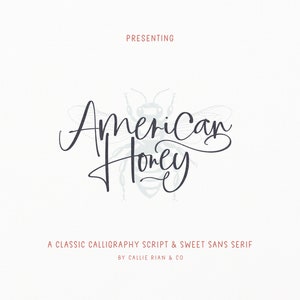 American Honey Font: Script, Sans Serif & Vintage Graphics (Instant Download)