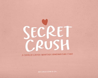 Secret Crush Handwriting Font - Font, Handwritten Fonts, Craft Fonts, Branding Fonts, Cricut & Silhouette Fonts - Instant Download