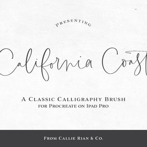 Costa da Califórnia | Pincel de caligrafia Procreate, letras com pincel, letras à mão, Procreate, pincel simples, caligrafia moderna.