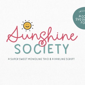 Sunshine Society | Monoline SchriftFamilie | Sofort Download