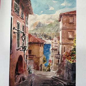 Orta s Giulio Lake Orta Handgemaltes Aquarell Druck Italienisches Aquarell Italien Aquarell Italienische Landschaft Aquarell Comer See Orta See