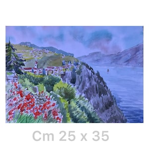 Tremosine Lake Garda watercolor italian landscape italy painted
