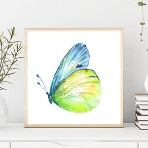 Butterfly png Butterfly print butterfly digital illustration Watercolor butterfly art Instant download butterfly Yellow butterfly art print