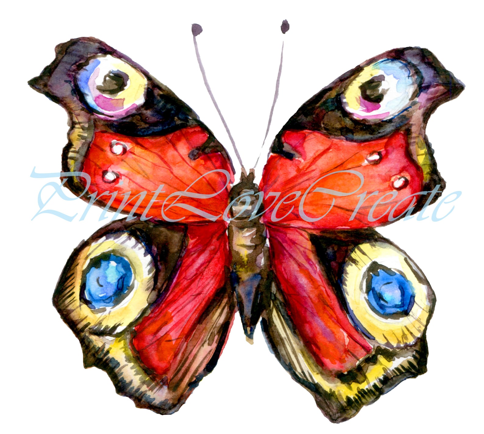 Butterfly Png Watercolor Butterfly Print Red Butterfly Art Etsy Sweden