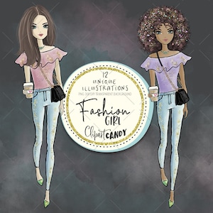 Fashion Girls Clipart, Blogger Clipart, Fashion Planner Stickers, Trendy Lifestyle Dolls, Glitter Doodles, Diva Illustrations, CC05-CL