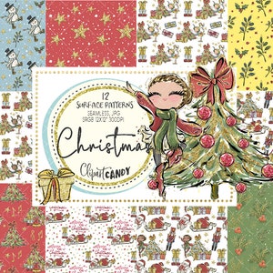 Weihnachten wunderliches digitales Papier, Nussknacker nahtloses Papier, Santa Oberflächenmuster, Winter Ballerina, Gold, Glitter, CC04-SP