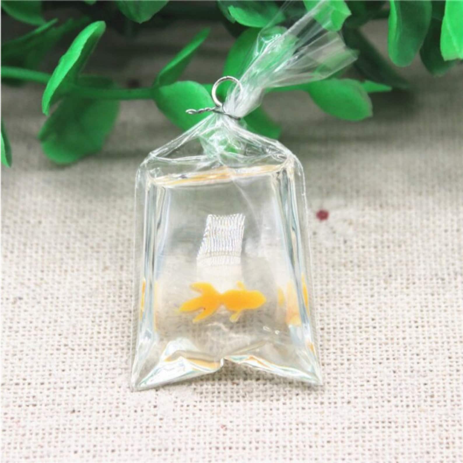 Tiny Mini Goldfish in a Plastic Bag Filled With Clear Resin. Etsy