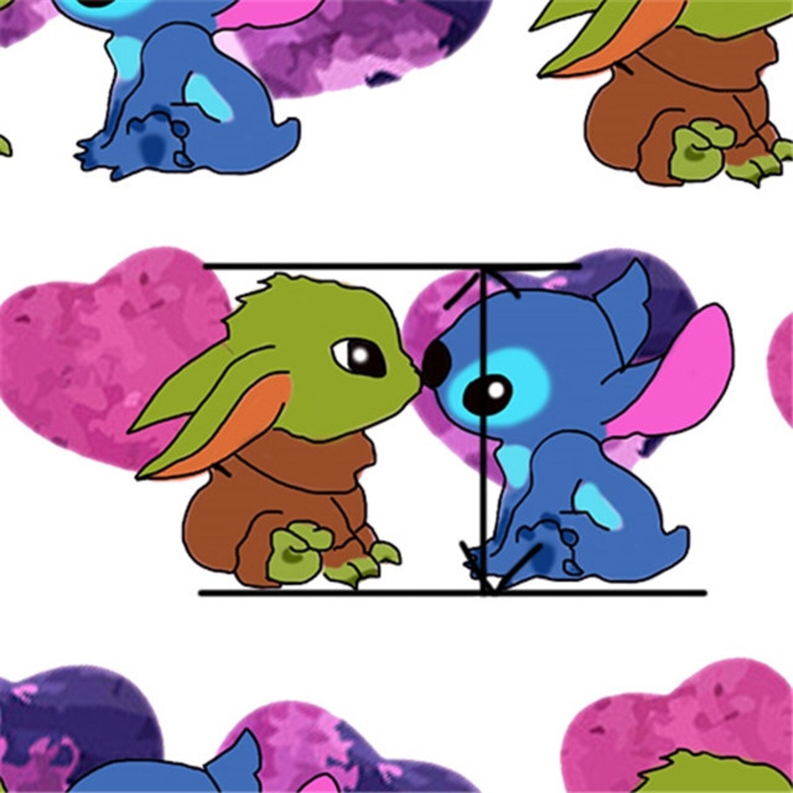 1101976 Grogu AKA The Child Baby Yoda and Stitch kissing Etsy