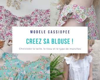 Confection sur mesure blouse fille avec tissu et type de manches au choix