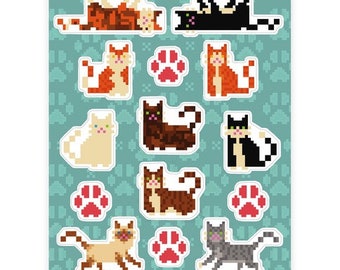 Cute Pixel Kitty Cat Sticker