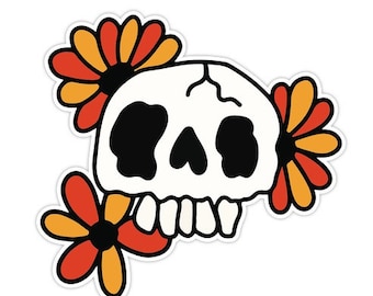 Skull Blossom Pattern Die Cut Sticker