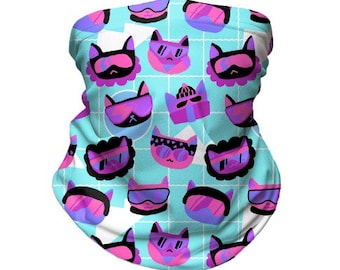 Gnarly Snowboard Cats Neck Gaiter