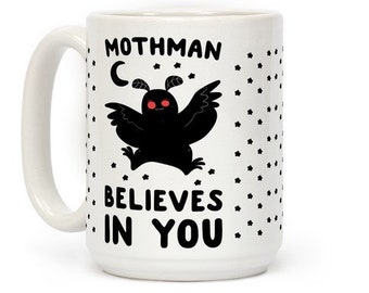 Mothman Coffee Mug - Funny Coffee Mugs Adult Humor, Unique Novelty Coffee Mugs for Cryptid Lovers, Double-Sided Print Ceramic Coffee Cups