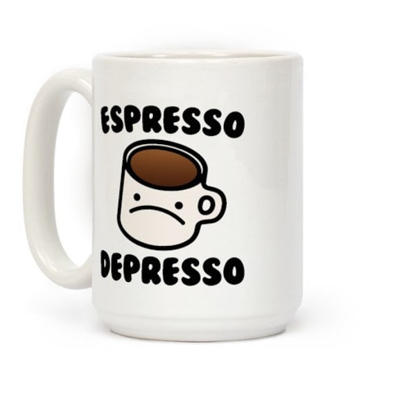 Depresso Retro Enamel Mug Cup - Funny Joke Coffee Espresso Depressing