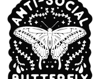 Anti-Social Butterfly Die Cut Sticker