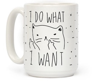 Cat Coffee Mug - Funny Coffee Mugs Adult Humor, Double-Sided Print Ceramic Novelty Coffee Cups as Cat Themed Gifts for Women And Men