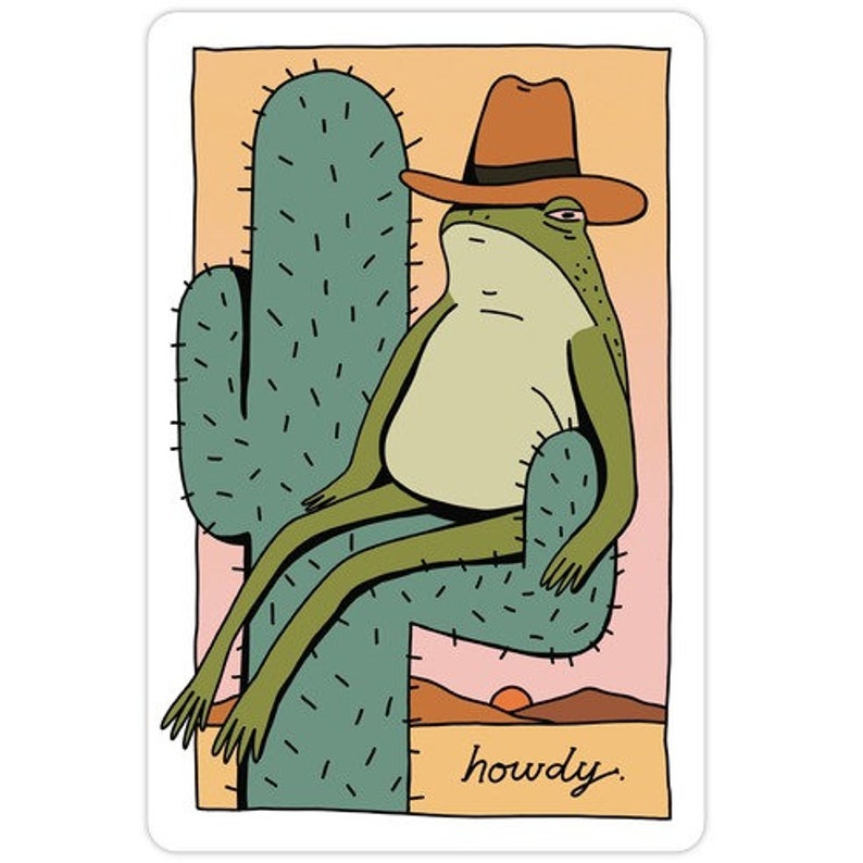 Howdy Frog Cowboy Die Cut Sticker image 1