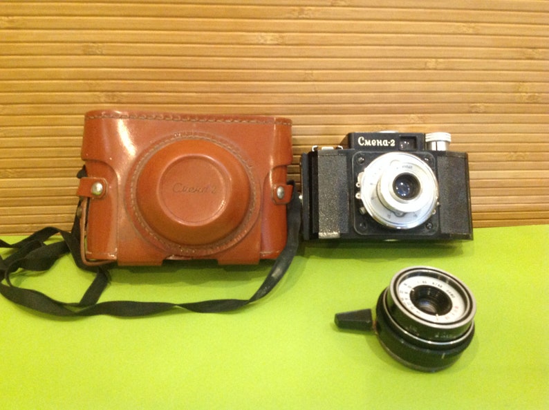 Lens T-43Retro CameraOriginal Leather CaseTested Working SMENA-2 USSR Soviet Russian Vintage 35 mm Film Compact Camera Lens T-22