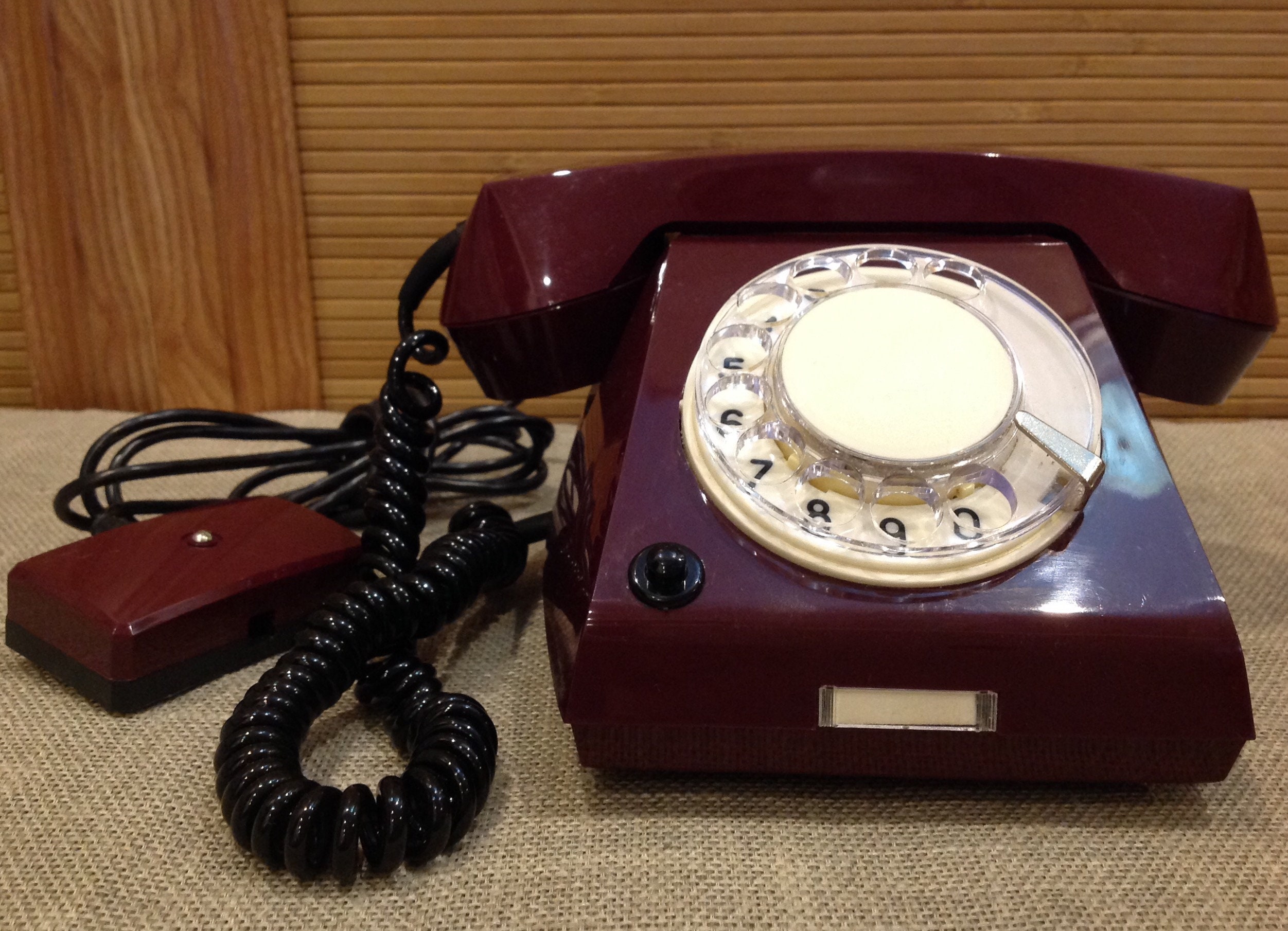 New Vintage 1986 Rotary Dial Phone Burgundy Color Russian Etsy