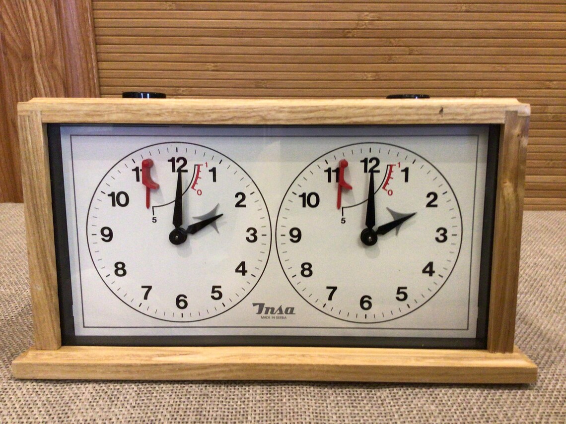 Chess Clock Insa Mechanical Brown Wooden Tournament Game Etsy