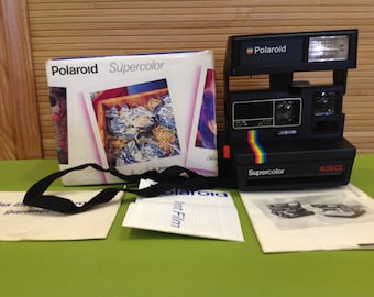 POLAROID SUPERCOLOR 635CL Closeup One Step Instant Flash Camera Vintage Tested Working+Box+Manual / Made in United Kingdom