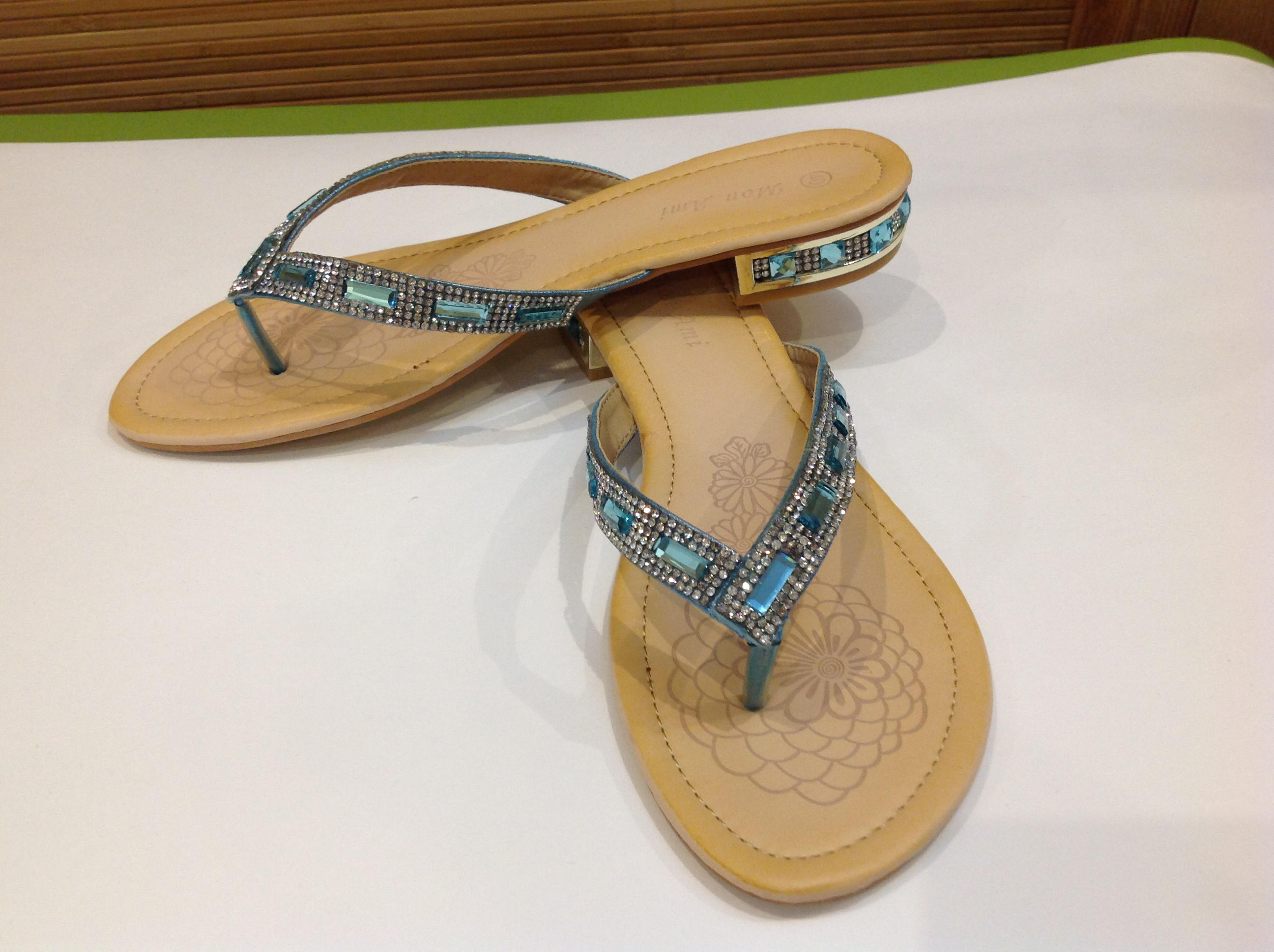 Women's Sandals/Mint Sandals/Blu Shoes/Rhinestones Etsy