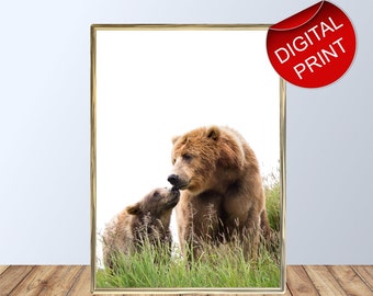 Bear Art Animal Prints Digital Download. Bear print baby bear printable wall art nursery wall art forest woodland animals downloadable print