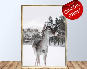 Deer Art Woodland Animals Wall Art Prints Digital Download. Woodland nursery home decor wall art, baby animals deer decor printable wall art