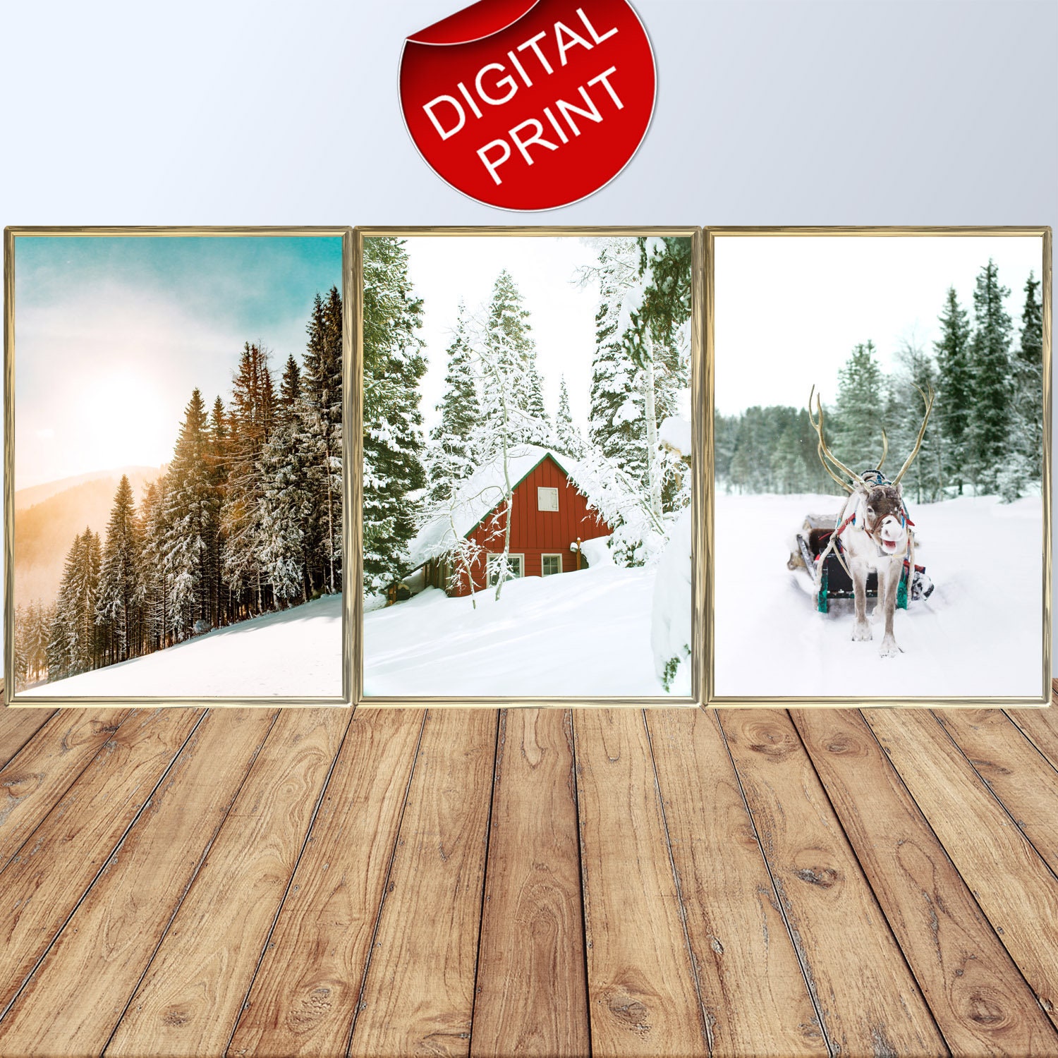 Download Reindeer Wall Art Set Of 3 Christmas Wall Art Christmas Set Instant Download Winter Scenery Set Of 3 Prints With River Wild Animals Art Collectibles Digital Prints Kromasol Com