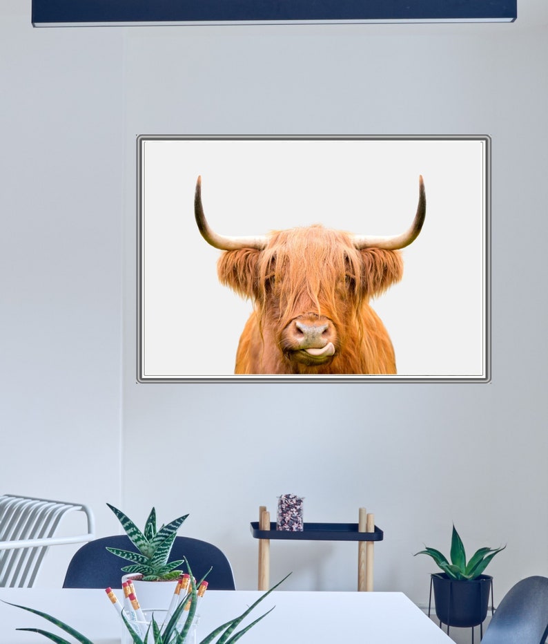 Burnt Orange Highland Cow Print Digital Download. Farmhouse Etsy