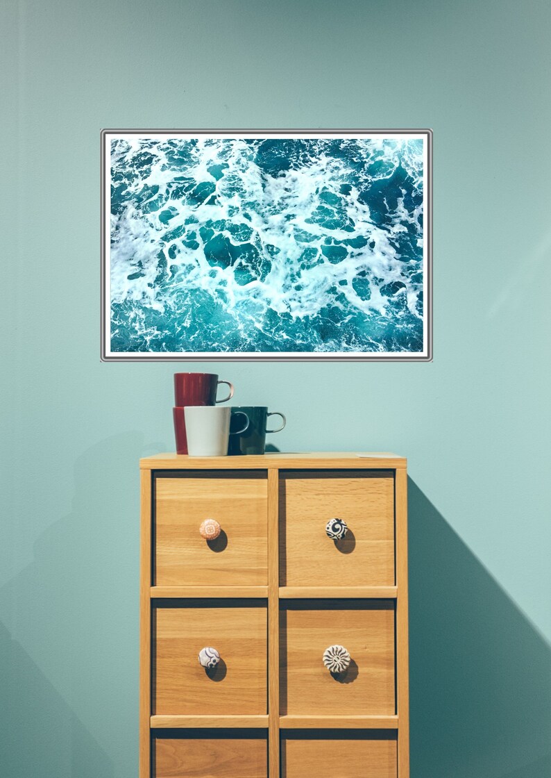 Teal Wall Art Ocean Print Digital Download. Coastal Wall Art Etsy