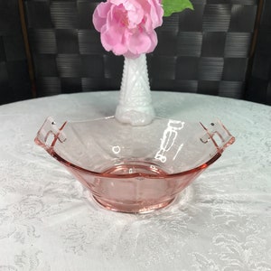 Imperial Glass-Ohio Molly Pink Handled Bowl.