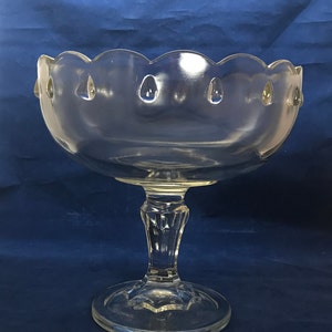 Teardrop Pedestal Compote Clear Glass by Indiana Glass
