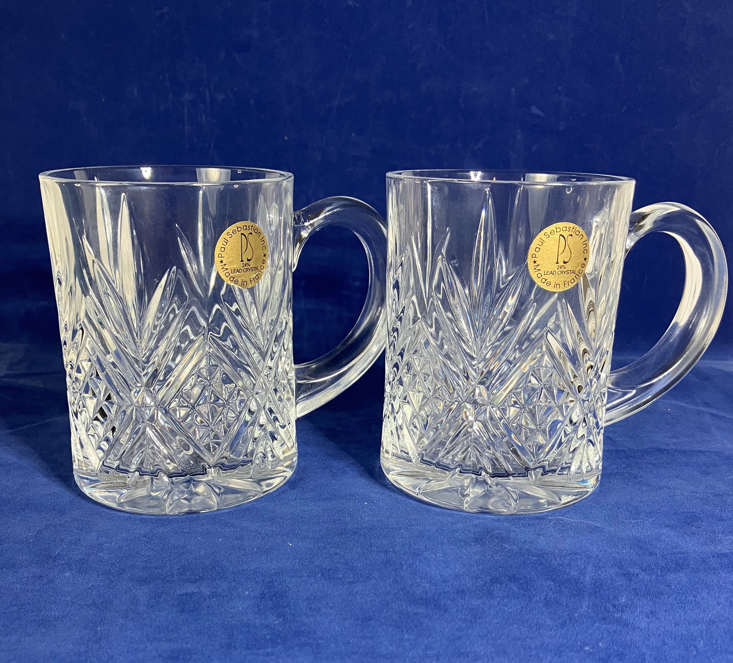 Two Paul Sebastian Crystal Mugs 