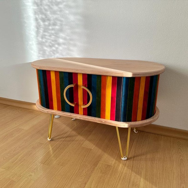 Sideboard Tambour mit Skateboardfurnier