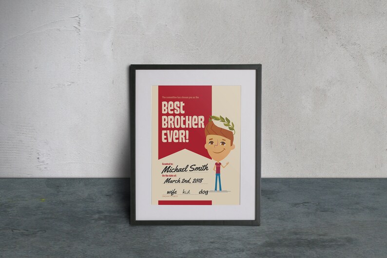 Best Brother Ever Printable Certificate - Etsy
