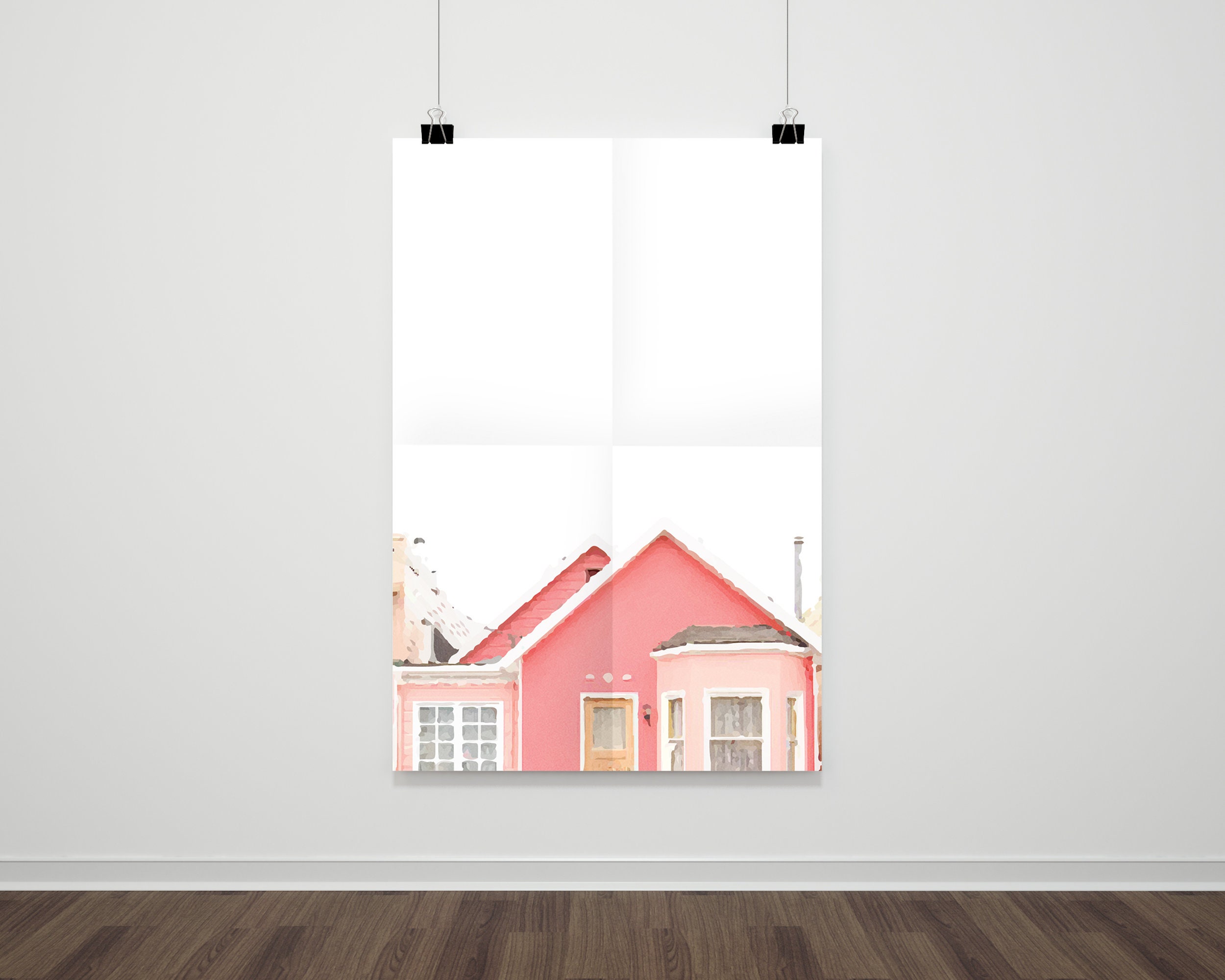 Pink House Printable Art | Etsy