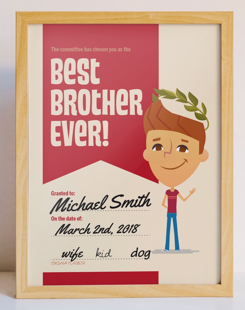 Best Brother Ever Printable Certificate - Etsy España