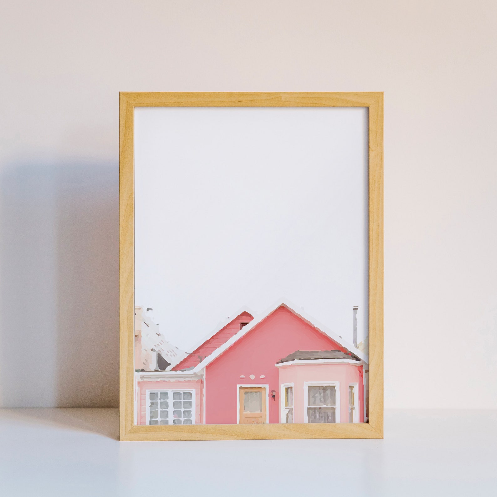 Pink House Printable Art - Etsy