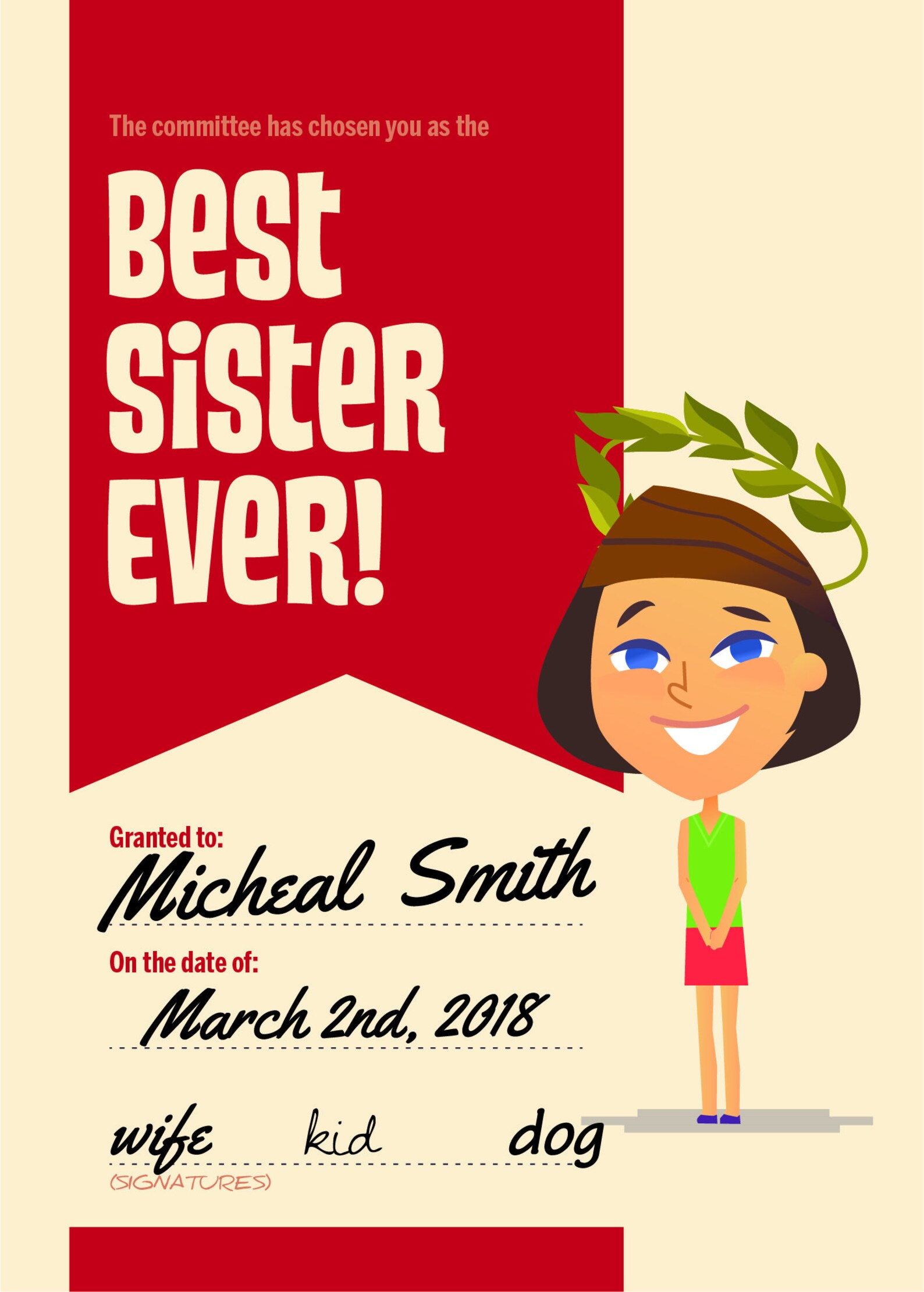 Best Sister Ever Printable Certificate - Etsy