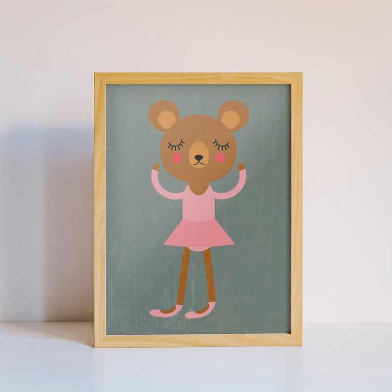 Ballerina Teddy Bear Printable Art - Etsy
