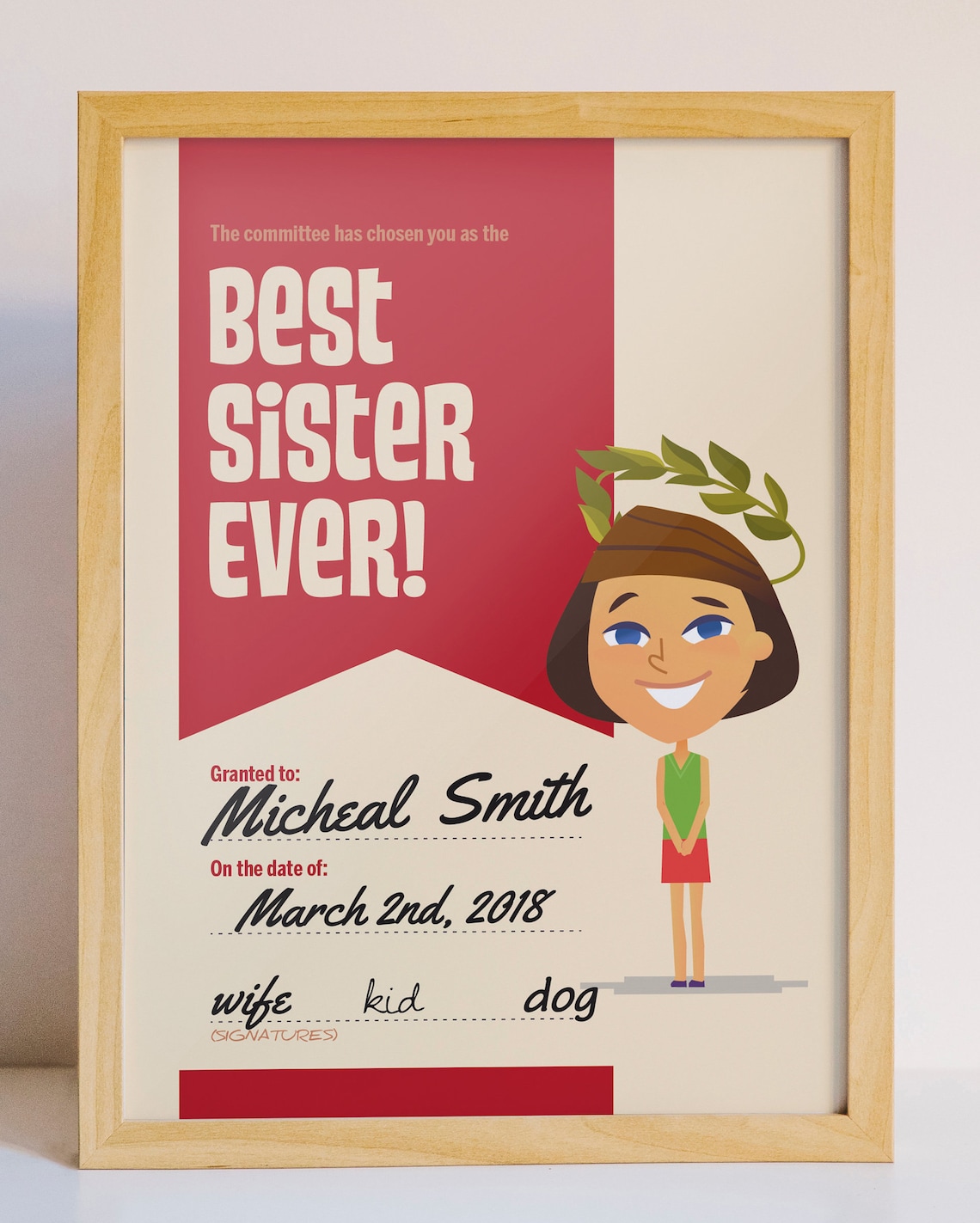 Best Sister Ever Printable Certificate Etsy