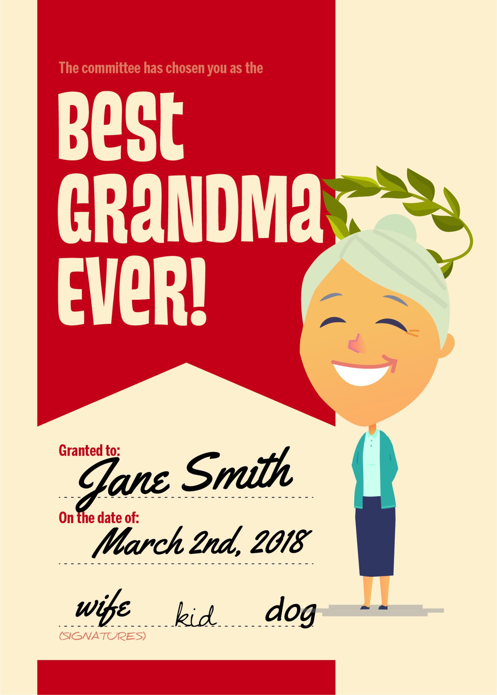 Best Grandma Ever Printable Certificate Etsy