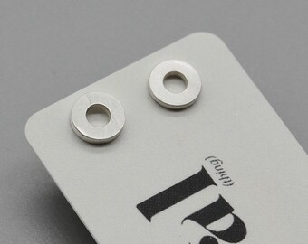 Sustainable Ethical Recycled Sterling Silver Stud Earrings, Minimal circles, Geometric Simplicity, Dainty Mini Everyday Studs, Open Circles