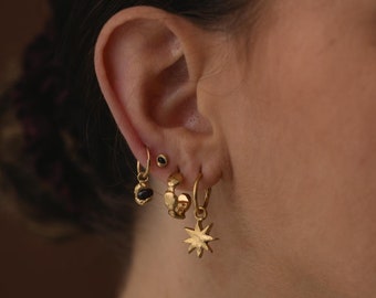 Athena Star Charm Hoop Earrings
