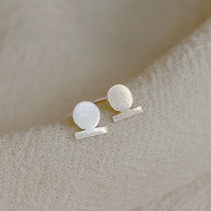 Sustainable Ethical Recycled Sterling Silver Stud Earrings, Minimal Circular Geometric Earrings, Everyday Studs, Hammered Textured Studs image 1