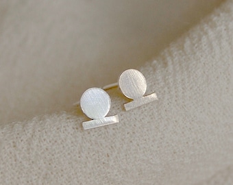 Sustainable Ethical Recycled Sterling Silver Stud Earrings, Minimal Circular Geometric Earrings,  Everyday Studs, Hammered Textured Studs