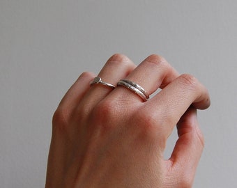 Recycled sterling silver textured stacking bands