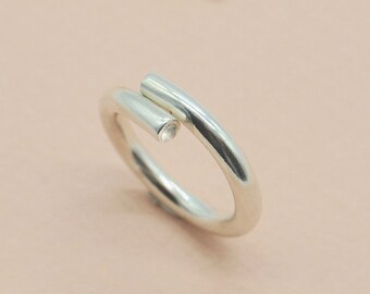 Recycled Sustainable Sterling Silver Wrap over Ring, Minimal, Minimalist, Modern Contemporary Jewellery Ring