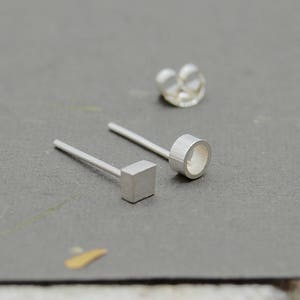 Sustainable Ethical Recycled Sterling Silver Stud Earrings, Minimal Mix & Match, Geometric Simplicity, Dainty Mini Everyday Studs